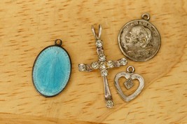 Vintage Lot Estate Jewlery Religious Christian Catholic Sterling Silver Charms - £15.56 GBP