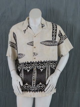 Retro RJC Aloha Hawaiian Shirt - Black and White Tribal Pattern - Men&#39;s XL  - $55.00
