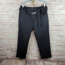 WHBM Womans Pants Size 10 Black Crop Leg Bedazzled Pockets Belt Relaxed ... - $19.62