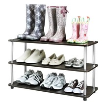 Espresso 3-Shelf Modern Shoe Rack - Holds up to 12 Pair of Shoes - £126.79 GBP