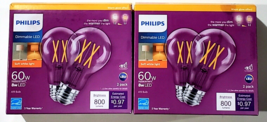 2 Pack Of 2 Philips Dimmable LED Soft White Light 60w Replacement 8w - $33.99