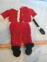 handmade SANTA SUIT  crocheted Clothes  SMALL DOLL OR BEAR 11&quot; BOOTS/JAC... - £11.51 GBP