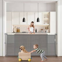 VEVOR Retractable Baby Gate, 34 inch Tall, Extends up to 71 inch Wide, Gray - $39.99