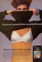 1986 Playtex Thank Goodness it Fits Bra Sexy Brunette Vintage Print Ad 80s - $7.31