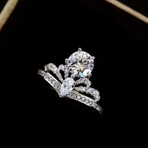 0.8-1ct Moissanite Fashion Crown Coronation Diamond Ring Passed Test Perfect Cut - £69.87 GBP