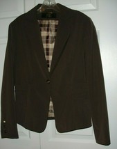 Vtg Allen by A.B.S. Chocolate Brown Blazer Career Jacket Plaid Lining S/... - $19.79