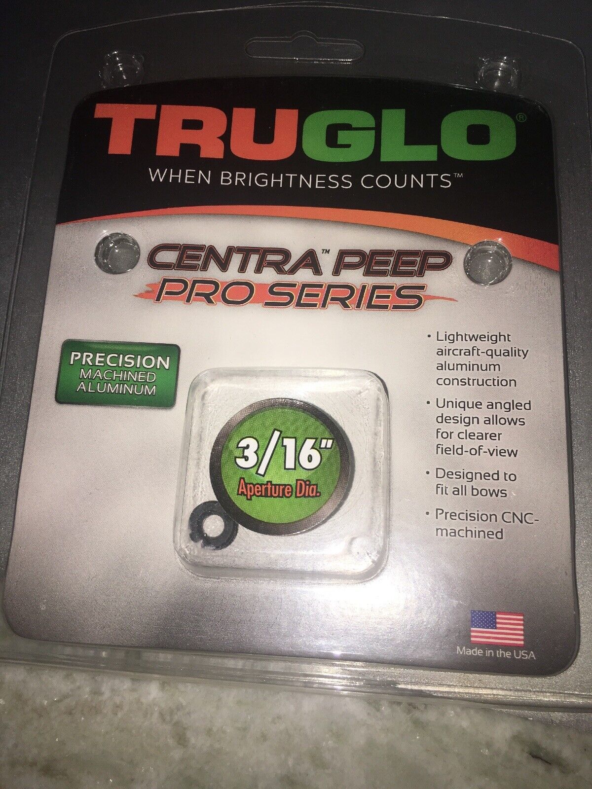 Primary image for TRUGLO Centra Pro Series 3/16 Inch Archery Peep Sight | Aluminum | TG76BW