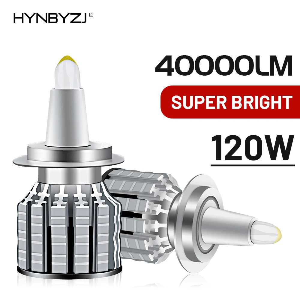 Hynbyzj H7 Led Car Headlight 360 H1 40000LM 9012 9005 9006 Turbo Led HIR2 HB3 Hb - £154.05 GBP