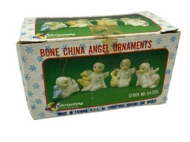 Bone China Angel Ornaments Miniature Set of 4 Taiwan Bunny Bird Duck Squ... - £15.14 GBP