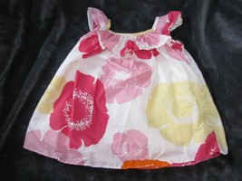 BABY GAP PINK ORANGE YELLOW BIG FLOWER RUFFLE SPRING SUMMER DRESS 3-6 IN... - $14.84