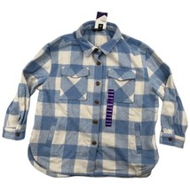 Member&#39;s Mark Women&#39;s Relaxed Fit Button Front Plaid Shacket Blue Plaid XXL - £11.86 GBP