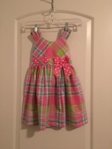  Bonnie Jean Girls Pink Plaid Dress Tank Scoop Neck Size 5  - £29.09 GBP