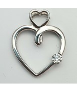 18Carat White Gold &amp; Diamond Open Heart Pendant 0.05 carats &amp; 16&quot; Chain ... - $387.28