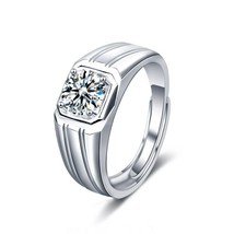 1CT Men Round Cut Moissanite Square Engagement Ring 14k White Gold Plated - £75.80 GBP