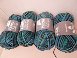 4 Yarnspirations - Patons - Kroy Socks Wool/Nylon - Turquoise Stripes - £22.94 GBP