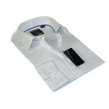 Men's Shirt Christopher Lena PROPER 100% Cotton Wrinkle Free p720ttsr white Slim image 5