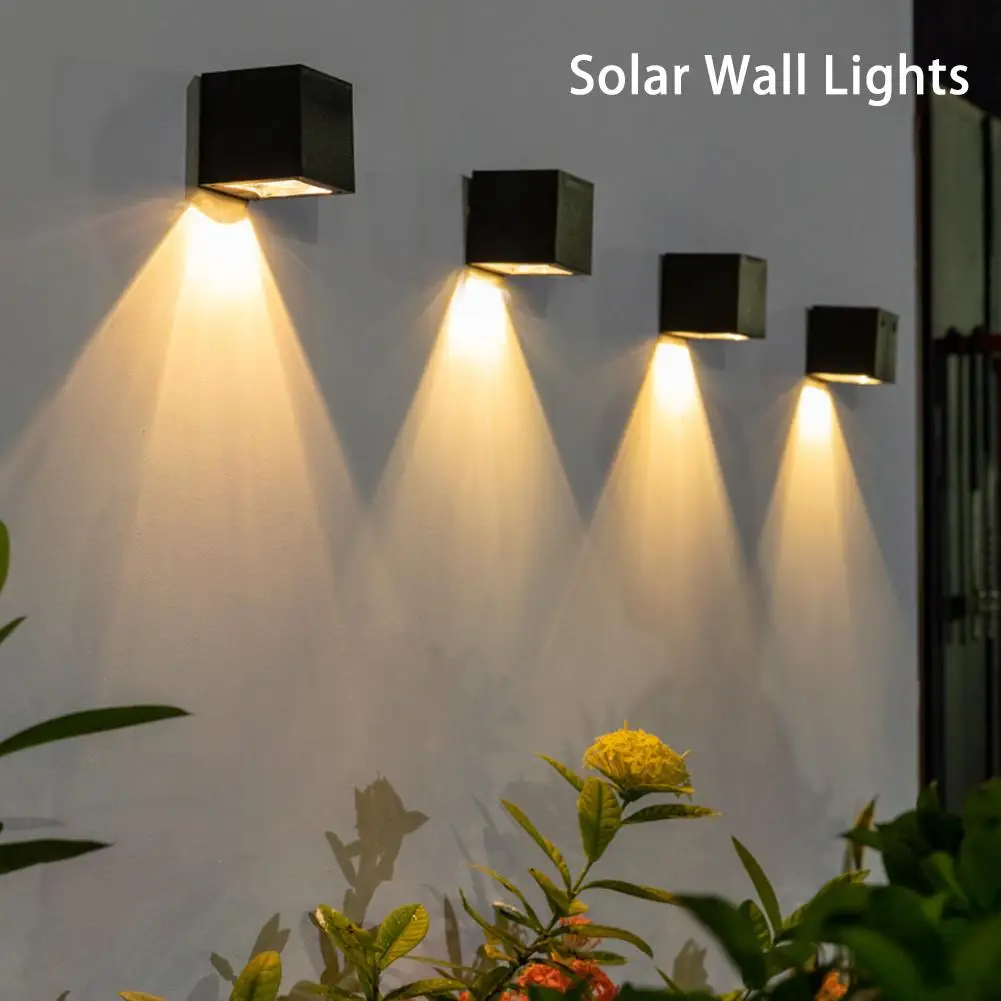 Square Led Solar Wall Lights 2 Modes 2800-3000k 24-26lm Ip65 Waterproof Outdoor  - £73.99 GBP