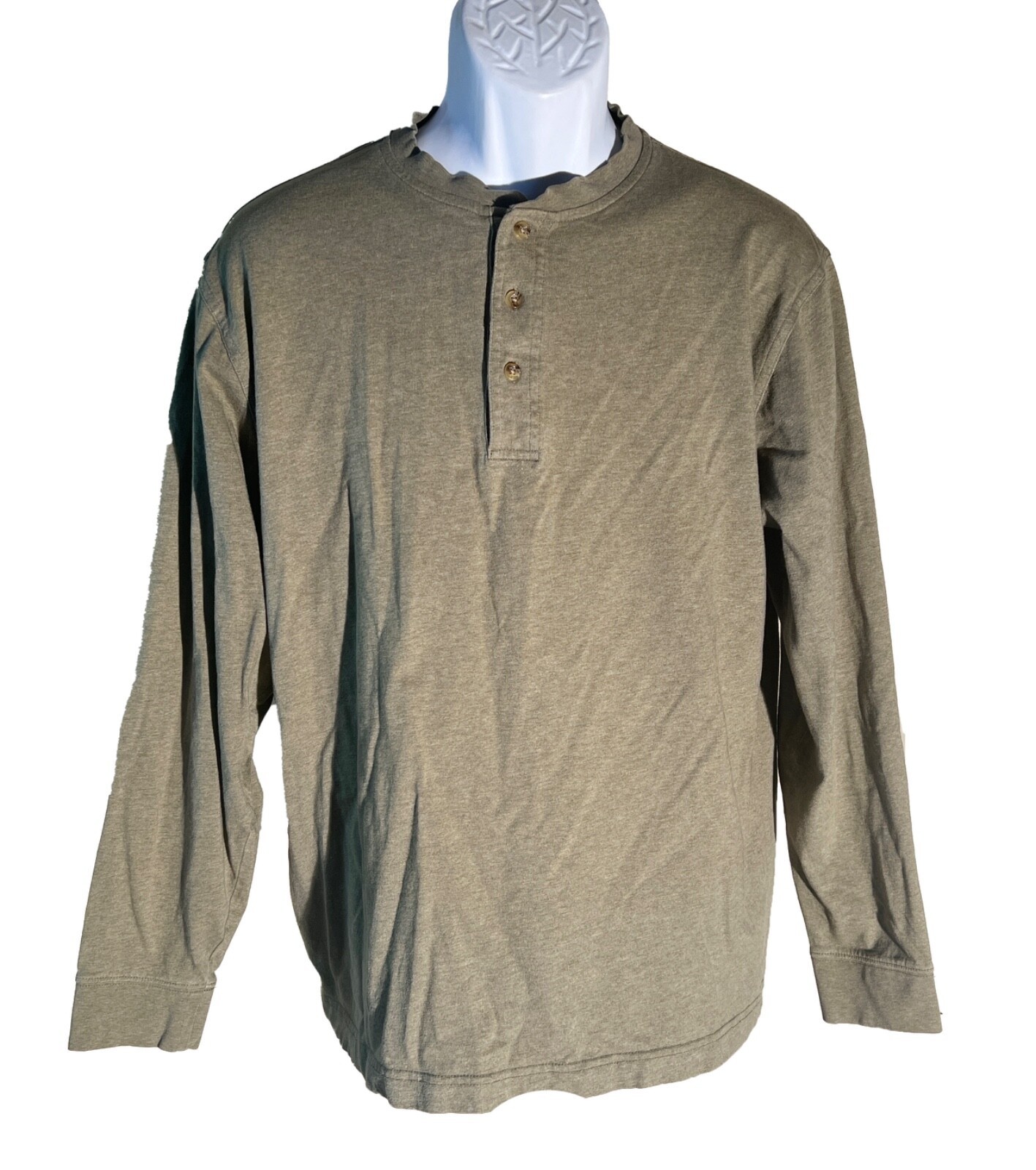 L.L. BEAN Men&#39;s Long Sleeve Button Down Polo Shirt Green Medium - $12.86
