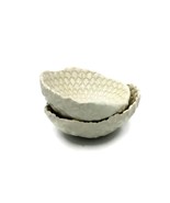 2Pc White Handmade Ceramic Trinket Bowl Vintage Lace Texture Pottery Rin... - £56.43 GBP