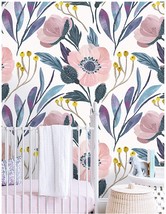 The Dimensions Of Haokhome 93019 Floral Peel And Stick Wallpaper Removable Pink, - £28.74 GBP