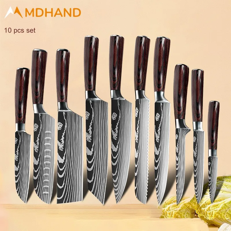 1-10PCS Chef  Set Japanese Stainless Steel Sanding Laser Pattern Profess... - $1,234.75 MXN