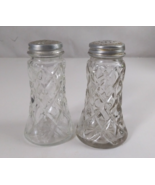 Vintage Anchor Hocking Waterford Waffle Crystal Glass Salt &amp; Pepper Shakers - $18.94 CAD