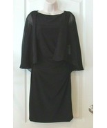 Chaps Sheer Cape Sleeveless  Sheath Dress Black Women&#39;s Sz S NWT MSPR$110 - $30.42