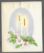 VINTAGE 1940s WWII ERA Christmas Greeting Card Art Deco Embossed CANDLES... - £11.62 GBP