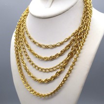 Vintage STAR Gold Tone Necklace with Multi Strand Chains, Five Strands - £40.21 GBP