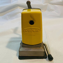 Vintage Pencil Sharpener BOSTON Yellow Vacuumette Base Hunt Manufacturing - £13.19 GBP