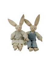Vintage Cloth Country Bunny Rabbit Couple Ragdoll Stuffed Animal Doll - £23.64 GBP