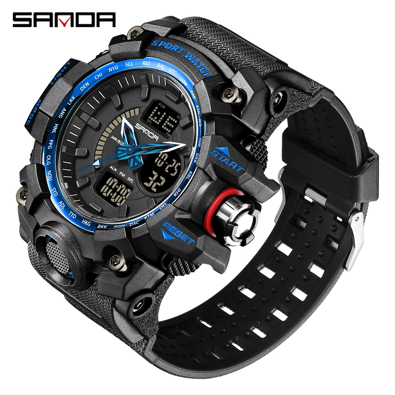 SANDA Fashion Mens  LED  Waterproof  Mens Top   Digital Male Wrist Watch  Mascul - £50.39 GBP