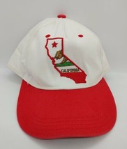 California Republic Bear Star Logo white/Red Baseball  Adjustable Strap Dad Hat - £3.79 GBP