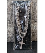 Men&#39;s Large Bling Cross Pendant &amp; 16&quot; Iced Out Cuban Chain Hip Hop Necklace - $7.99