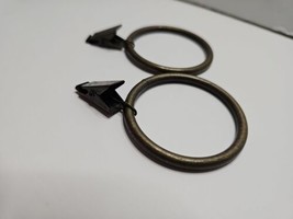 Curtain Haning Rings With Clip Set Of 2 Brass Color 2.38&quot; Round - $7.67