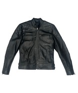 Leather Men Sz S Cafe Racer Black Slim Fit Moto Biker Style Custom Jacke... - $107.99
