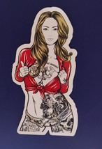 Woman With Tattoos Pulling Apart Shirt Multicolor Sticker Decal - £2.38 GBP