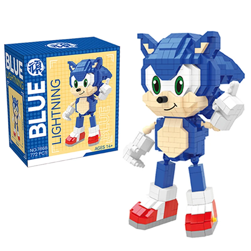 Cartoon Sonic Building Blocks Action Figure Cartoon Sonic Toy Bricks Ass... - £15.38 GBP+