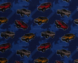 General Motors Hummers SUVs Tire Tracks Blue Cotton Fabric Print by Yard... - £8.73 GBP