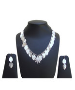 Oscar Silver Leaf Necklace, Matte Silver Plated Necklace, Earring Jewell... - $10.99