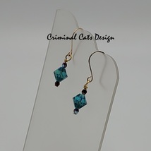 3 Pairs of Swarovski Earrings in Blue Zircon and Silk Xilion Shimmer hand made  image 8