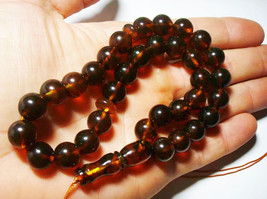 Islamic 33 Prayer beads Natural Baltic Amber Tasbih Misbaha Muslim pressed - £60.23 GBP