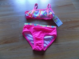 Size 18 Months 2 Piece Swimsuit Swim Bathing Suit Pink Multi Color Print... - £11.99 GBP