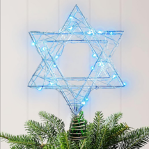 Hanukkah Star of David lighted tree topper blue LED lights battery operated 7&quot; - £17.69 GBP