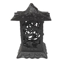 Vtg Cast Iron Japanese Pagoda 13.5&quot; Garden Lantern Maple Leaf Outdoor Li... - £133.49 GBP