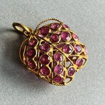 New 18k Gold Natural Ruby Pave July Birthstone 3D Apple Charm Pendant - £149.21 GBP