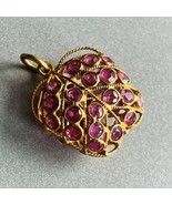 New 18k Gold Natural Ruby Pave July Birthstone 3D Apple Charm Pendant - £147.03 GBP
