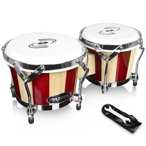 Pyle Handcrafted Wooden Bongos Bongo Drums Lightweight 6.5in &amp; 7.85lbs P... - $103.68 CAD