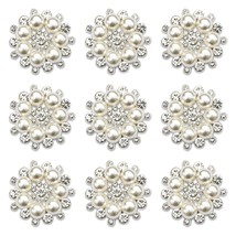 20 Pieces Silver Plated Round Flower Bead Rhinestone Embellishment Butto... - £18.75 GBP
