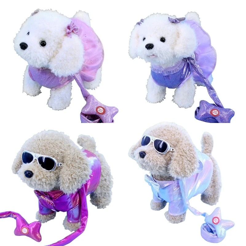 Music Mechanical Electric Puppy Plush Toy, Sing and Dance Leash Walking Dog - £31.04 GBP